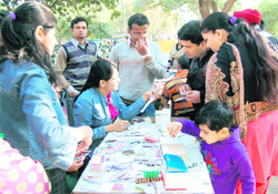 Junior resident doctors run a parallel OPD outside GND Hospital in Amritsar on Saturday.