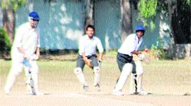 Students from the Regional Institute for Medical Handicap play a cricket match at Government Model School, Sector 32, in Chandigarh, on Saturday