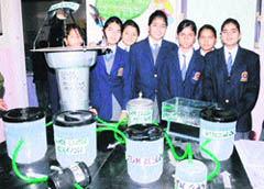 Students take part in an exhibition at Om Parkash Modern School, Mandi Gobindgarh