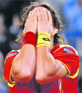 Spains David Ferrer celebrates after winning the Davis Cup final second match against Argentinas Juan Martin Del Potro in Sevilla