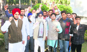 Supporters of Chandigarh Jan Manch take out a rally at Sector 29 in Chandigarh on Sunday