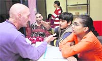 Dr Brett Mayfield with students