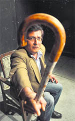 A scene from the play, Vinaash, presented at Natrang Studio Theatre in Jammu on Sunday. 