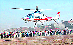 Amarinder Singh's helicopter lands at Barnala. 