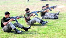 Pakistani rangers take part in an anti-terror drill in Lahore on Sunday