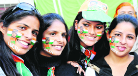 Having painted party symbols on their faces, these girs show their loyalty towards their candidates in the Chandigarh MC elections on Monday.