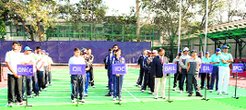 Participants at the inauguration ceremony of the 31st Petroleum Sector Sports Promotion Board Tennis Tournament at the ONGC in Dehradun on Monday.