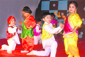 Tiny tots of CJS Public School perform during their annual day function in Jalandhar. 
