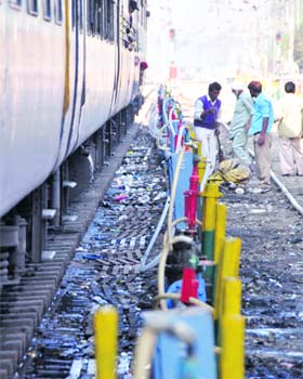 Filth and garbage strewn along railway tracks at the Ludhiana railway station