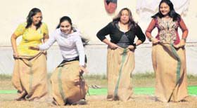 Ladies of the Gitanjali Club take part in a race during the annual athletic meet in Ludhiana