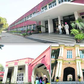 (Clockwise) Government College for Women in Ludhiana, SCD Government College, Khalsa college for Women