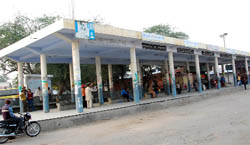 The bus stand in Bathinda wears a deserted look as mini-bus operators go on strike 