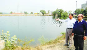 The land filled with water and effluents from industrial units at the new Focal Point in Amritsar. 