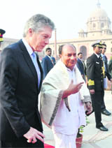 Defence Minister AK Antony with Australian counterpart Stephen Smith before a meeting in New Delhi on Wednesday. Smith is in India to discuss defence cooperation between the two countries. 