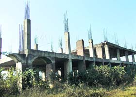 The incomplete building of a super-specialty mother and child care hospital at Peerjain village in Fatehgarh Sahib