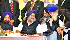 Deputy Chief Minister Sukhbir Badal at a rally in Patiala on Wednesday