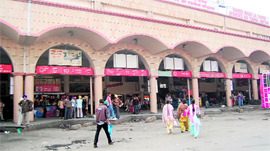 Six out of eight counters for buses on the Jalandhar-Amritsar route remain empty at the bus stand in Amritsar on Thursday.