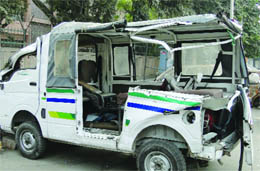 The Grameen Sewa auto involved in the mishap. 