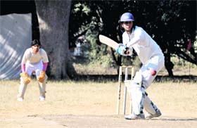 A batsman in action in the Twenty20 Beehive Challengers Cup Cricket Tournament played at the Matawala Bagh ground in Dehradun on Thursday
