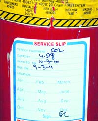 a fire extinguisher which was due to be refilled on March 9, 2011, at the Civil Hospital in Jalandhar