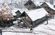 The upper reaches of the Valley received snowfall on Friday. Here, Handwara in Kupwara 
