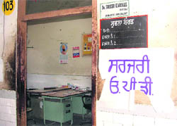 The OPD surgery bears a deserted look at the Civil Hospital in Ludhiana on Friday. 