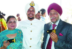 Pawandeep Singh, Assistant Commandant, Indian Coast Guard, with his family members