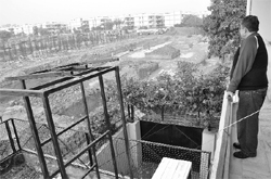 The foundation of one block of the Sector-63 housing scheme of CHB is being raised at just 15 feet from the boundary wall of the houses in Phase IX of Mohali. 
