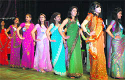 Participants at a fashion show at Gaiety Theatre in Shimla on Saturday