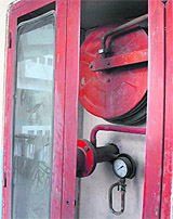 Outdated and non-functional fire fighting equipment at the Civil Hospital in Jalandhar.