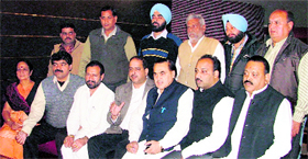 Congress councillors at a press conference in Ludhiana on Saturday.