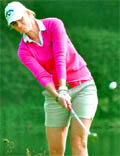 Linda Wessberg in action during the Hero Womens Indian Open Golf Championship in Gurgaon on Saturday