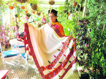The Kinnauri shawl is a visual treat of a spectrum that reflects five primary colours, signifying natures five elements