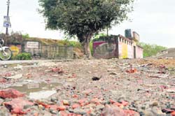 A road in poor condition in Ward No. 42, Dehradun