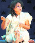 Actor Seema Biswas in the play Jeebito at the theatre festival organised by Punjab Naatshala in Amritsar