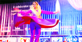 A girl performs during the Jashn-e-faiz celebrations in the Gen Zorawar Singh auditorium of the University of Jammu on Sunday.