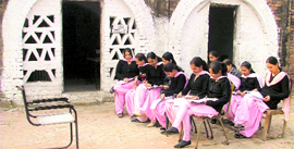 Students of Industrial Training Institute study sans an instructor in Ludhiana on Monday.