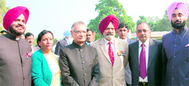 Punjab Governor Shivraj Patil with newly appointed Chairman and members of the Punjab Public Service Commission in Chandigarh on Monday.