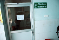 A view of the locked biochemistry laboratory at the new OPD block at the Civil Hospital in Bathinda due to the pen-down strike by laboratory technicians