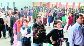 Parents wait in long queues to buy admission forms at Sacred Heart Convent School, Sector 26, Chandigarh, on Tuesday.