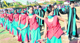 Students of St Xavier’s Senior Secondary School, Sector 44, perform in their annual function on the school campus in Chandigarh on Tuesday.