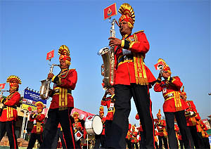 A band group participates in the all-India police band competition in Gurgaon. 