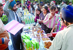Visitors check gluten-free food items at the Celiac Society for Delhi meet in New Delhi.