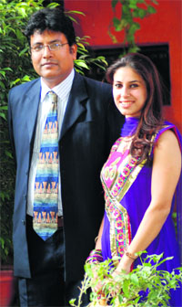 Producer Jim Sanjay (L) with actor Neetu Chaudhury