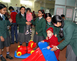 The Students of the St. Xavier's School with special children of Asha School at the Bathinda cantonment