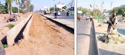 The eight-laned Ferozepur Road; and (right) the pedestrian under-pass (PUP), which would be inaugurated by Deputy Chief Minister Sukhbir Singh Badal in Ludhiana on December 17