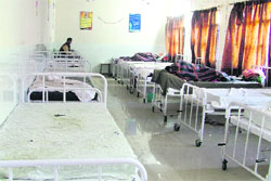 A torn and dirty sheet in the maternity ward of Lord Mahavir Civil Hospital, Ludhiana