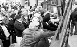 Farmers force their way into the office of GMADA to protest against the land compensation announced for the IT City and Sector 88 on Thursday
