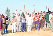 Residents of Vaaser village in Panipat up in arms against the district administration for trying to reclaim panchayati land.