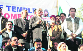 Former Chief Minister and PDP patron Mufti Mohammad Sayeed addresses a public rally in Jammu on Thursday